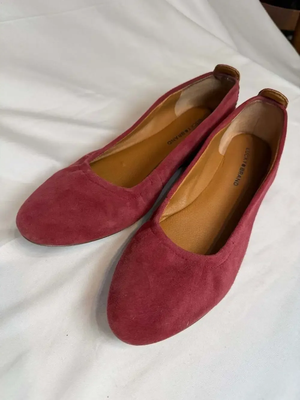 Balletcore Quiet Luxury Lucky Brand Emmie Burgundy Suede Ballet Flats Slip-On Sh